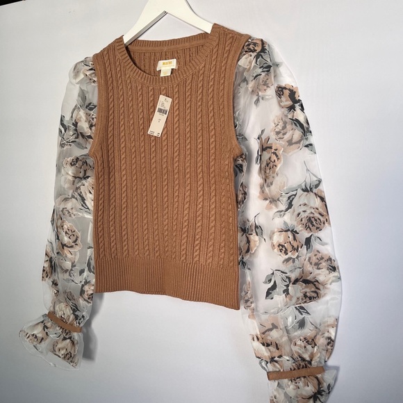 NWT Anthropologie Maeve Contrast-Sleeve Sweater S - Picture 13 of 17